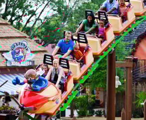 Enjoying Air Grover at Sesame Street Safari of Fun located at Busch Gardens Tampa Bay. 