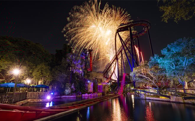 Fireworks over SheiKra