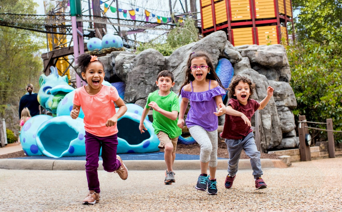Kids having fun in the Land of the Dragons at Busch Gardens Williamsburg.