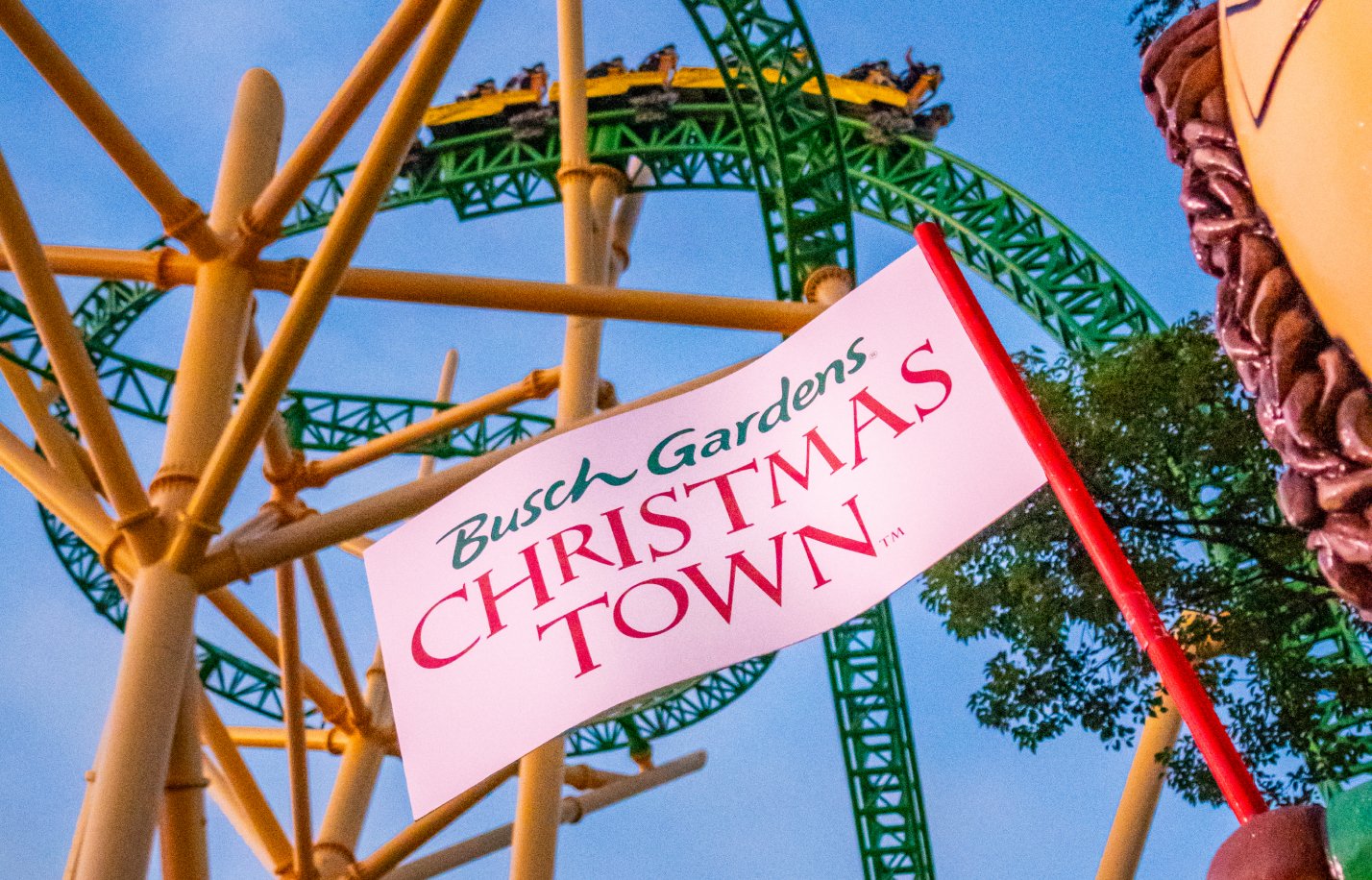 Christmas Town flag at Busch Gardens Tampa Bay