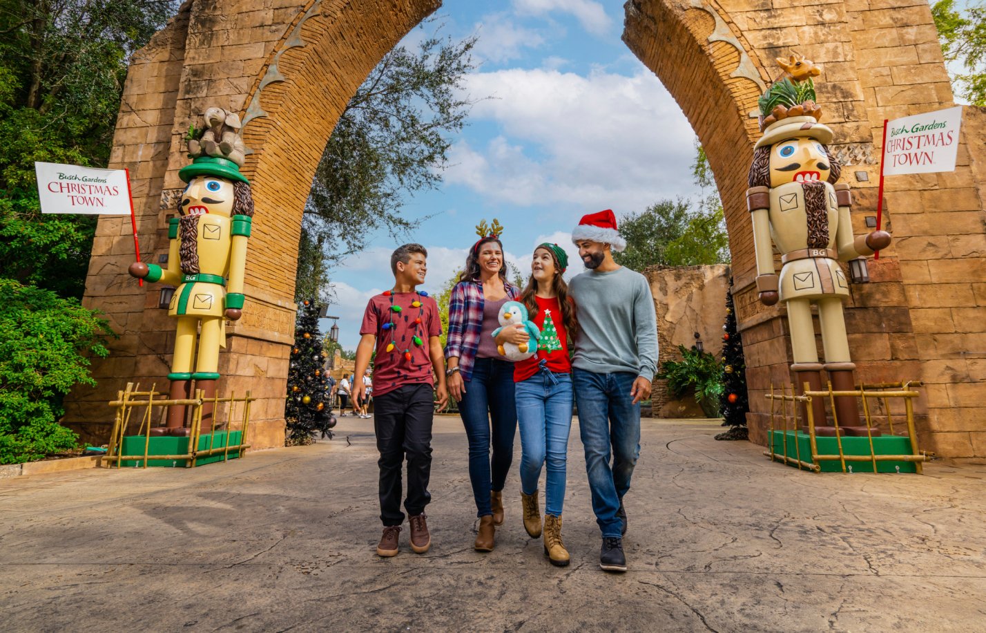 Family at Busch Gardens Tampa Bay Christmas Town
