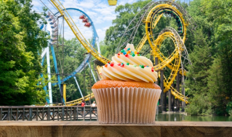 Cupcake in front of Loch Ness Monster