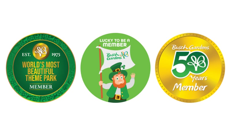 Busch Gardens Williamsburg Member Exclusive Buttons