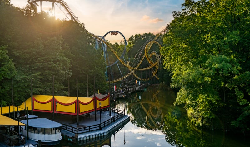 Sunset on the Rhine River at Busch Gardens Williamsburg.